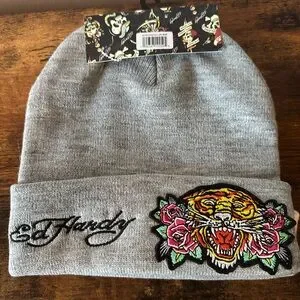 Ed Hardy | Accessories | Ed Hardy Pink And Gray Beanie Set  display picture 3